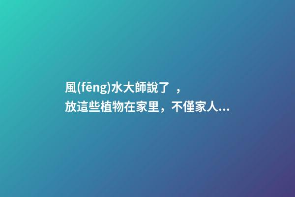風(fēng)水大師說了，放這些植物在家里，不僅家人健康！還招財旺運！